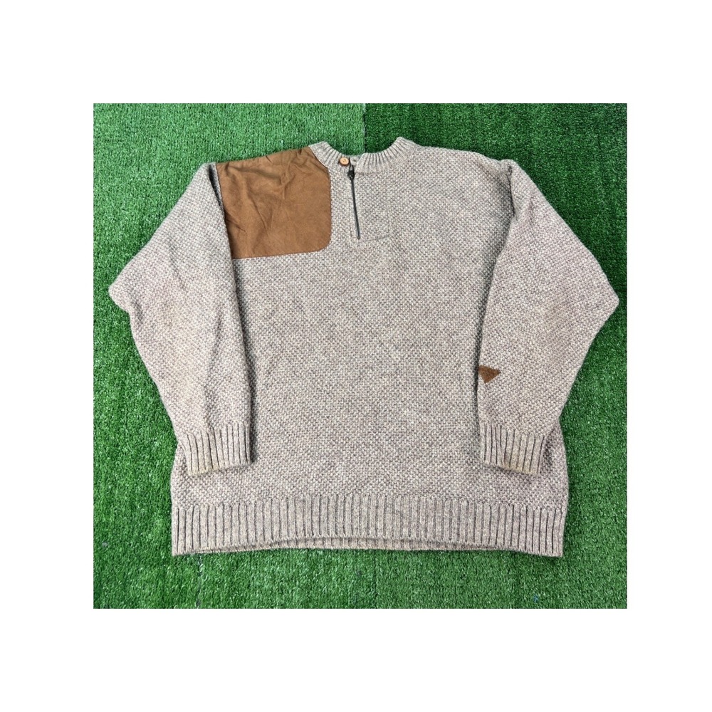 Field & Stream Mens Wool Blend Quarter Zip Shooting Sweater Beige Tan Large